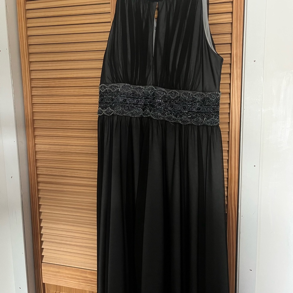 Dress Barn Black Pleated Halter Gown